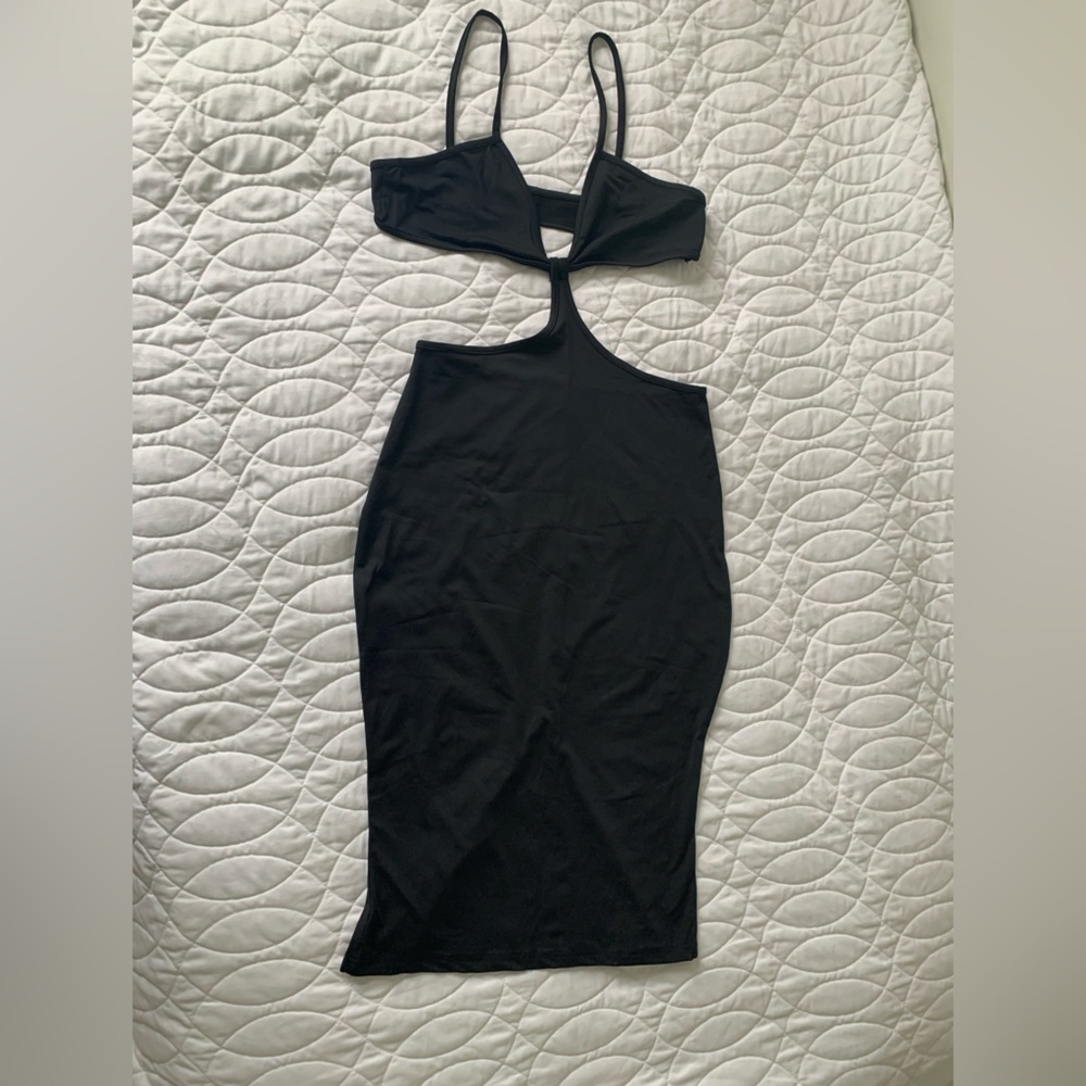 #19 Misguided Black bikini top dress.  Size 8